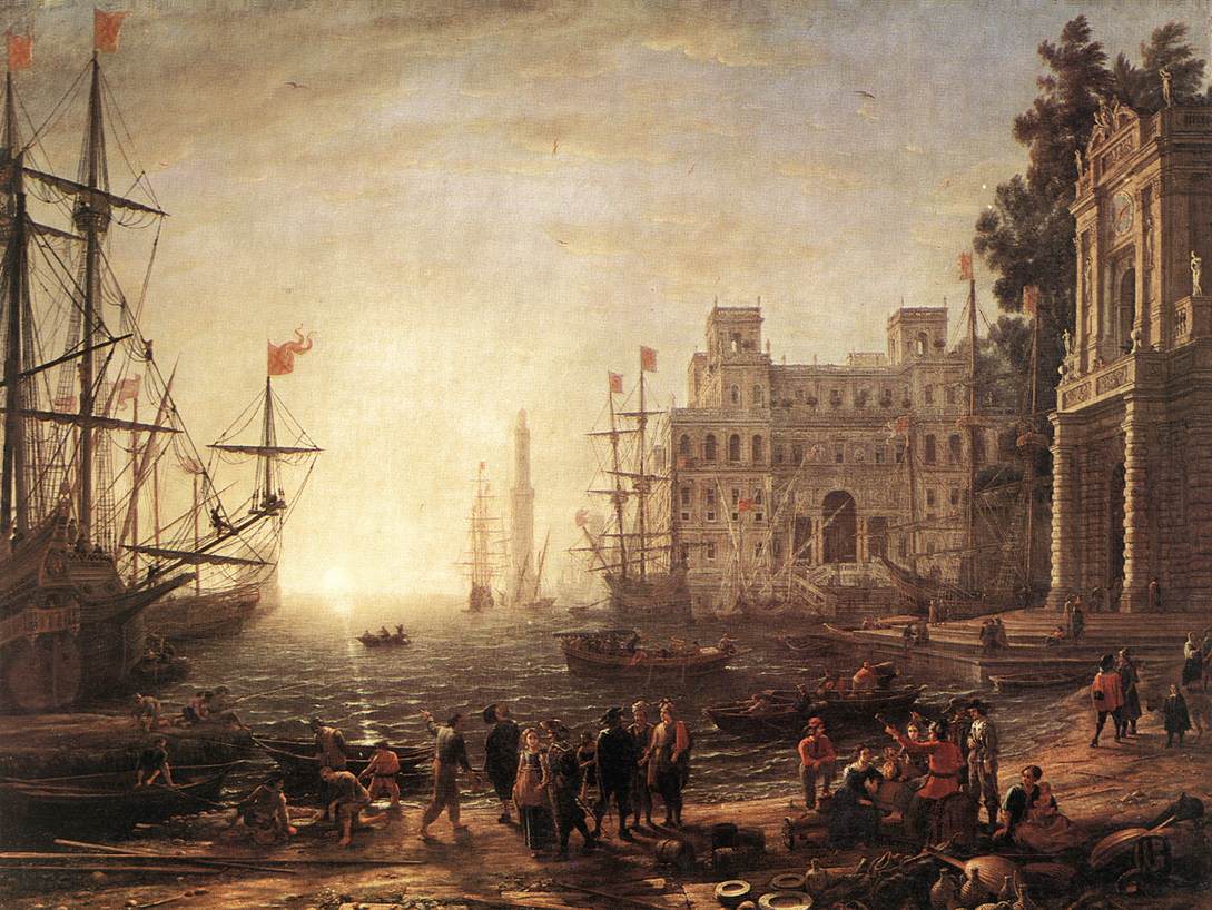 Port Scene with the Villa Medici dfg